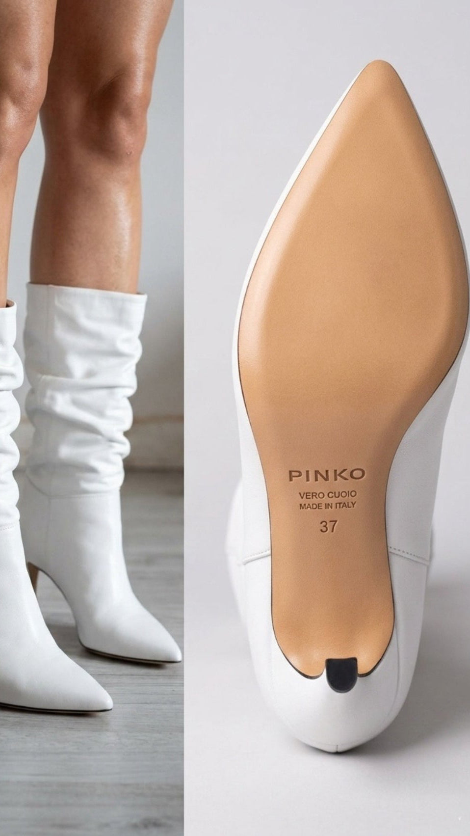 Stivale bianco in pelle