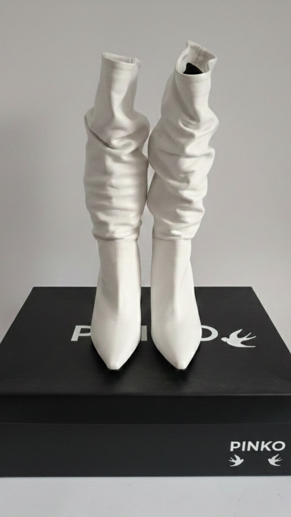 Stivale bianco in pelle