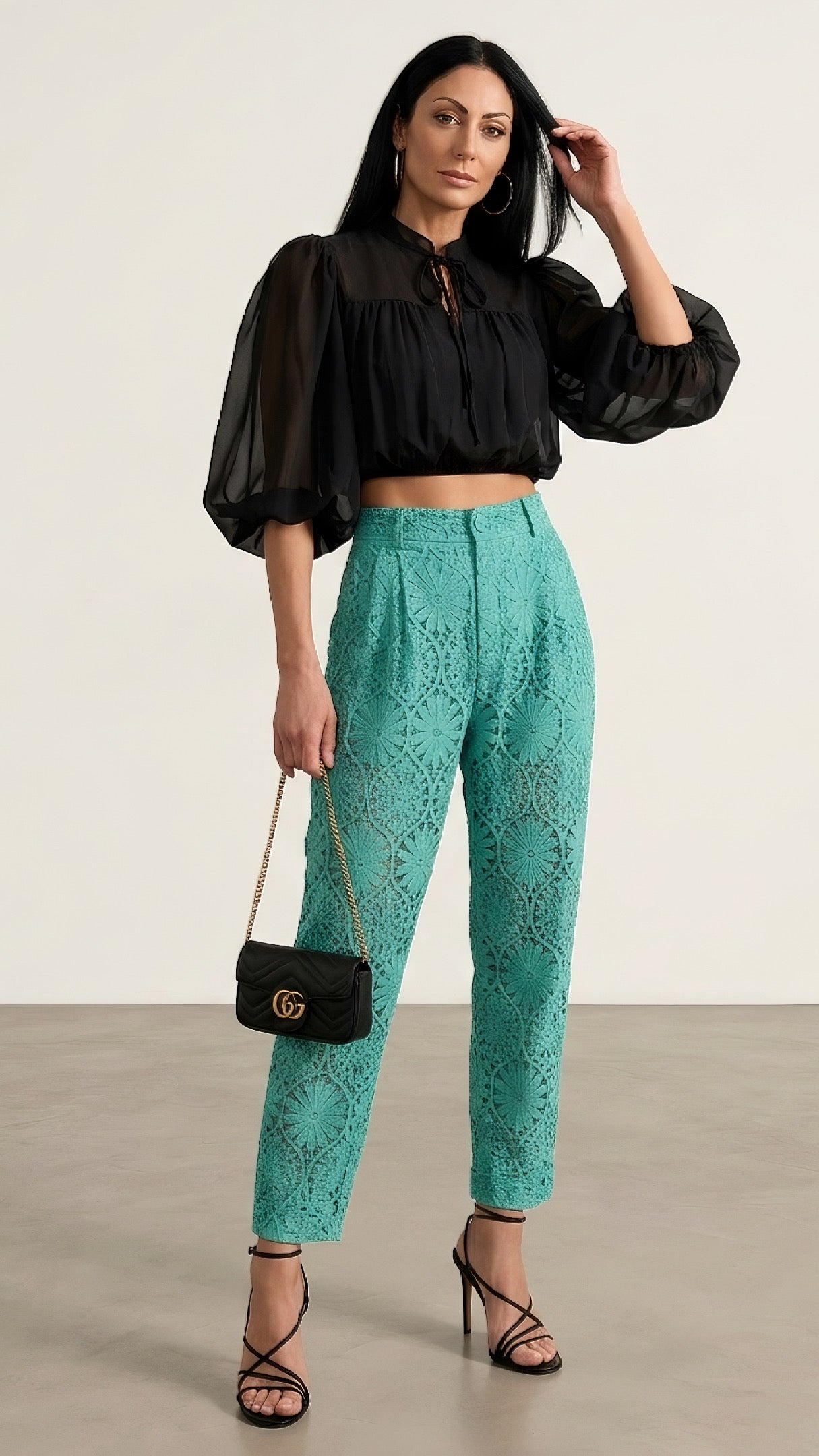 Pantalone verde macramè